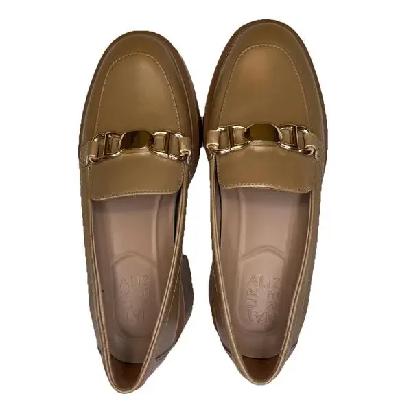 Naturalizer “Nina” Tan Metal Accents Platform Size 6M Loafer - Picture 1 of 6